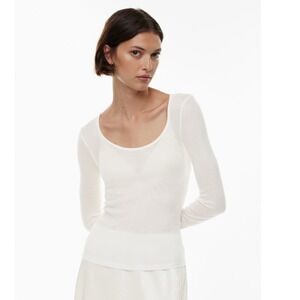 NWT Wilfred Endo Long Sleeve Scoop Neck Top Light Birch Ivory Size S